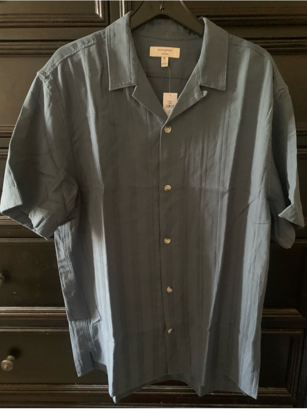Banana Republic Short-Sleeve Button-Up Shirt - Slate Blue